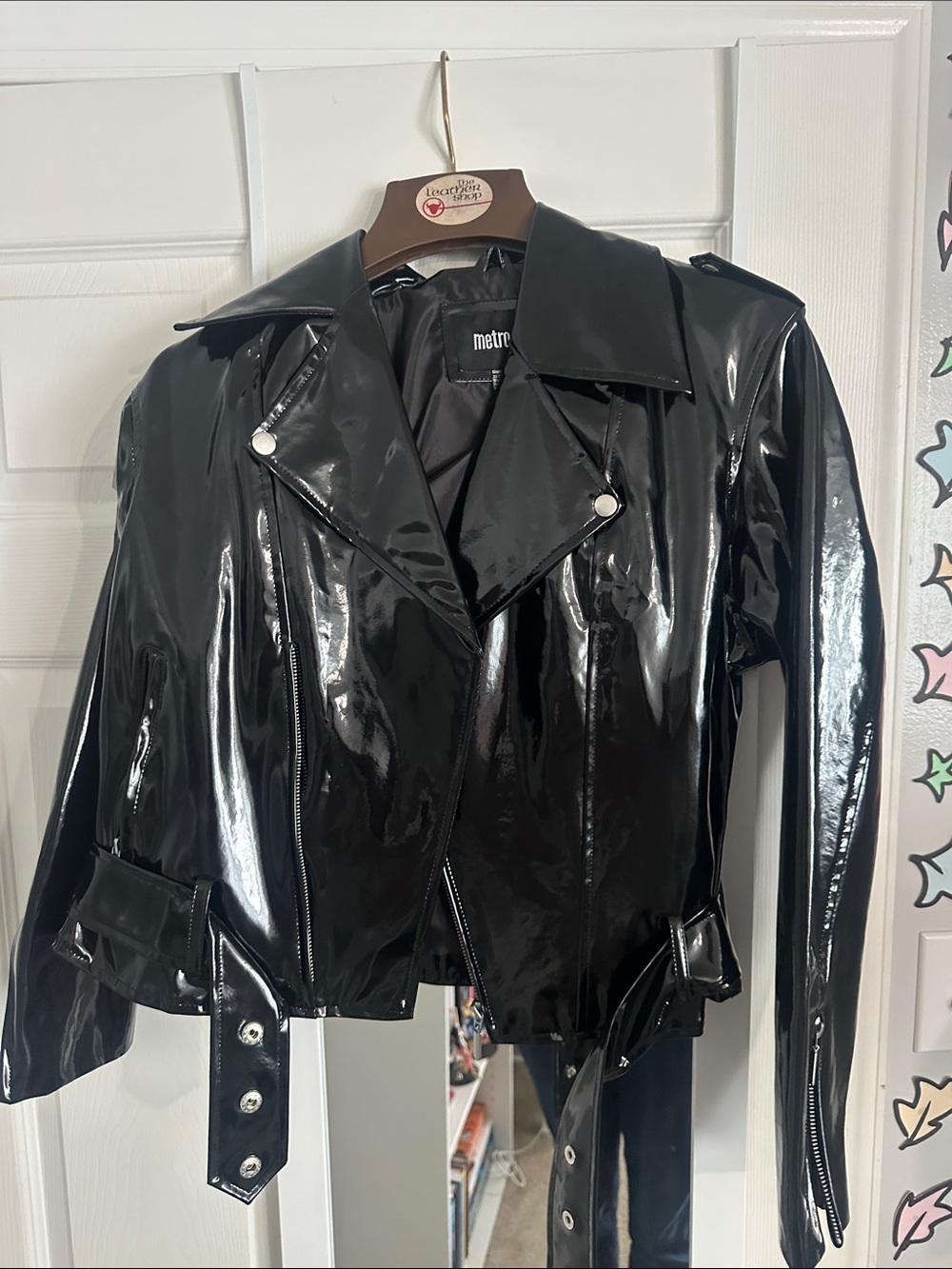 Metro Style Black Patent Moto-Style Jacket